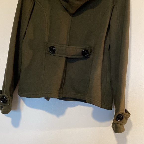 Sebby green hooded pocket cozy cotton button down coat jacket XL - Picture 5 of 9